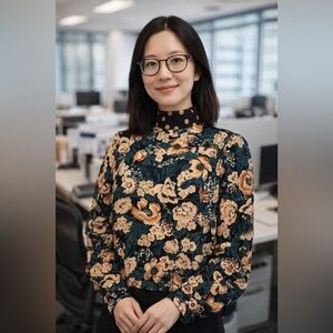 Zara Floral Polka Dot Blouse/Small